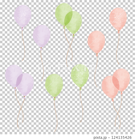 手繪水彩插圖的氣球 7 124135426
