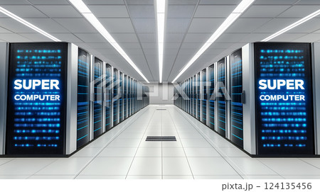 最先端のスーパコンピュータールームイメージ 最先端のスーパコンピュータールームイメージ 124135456