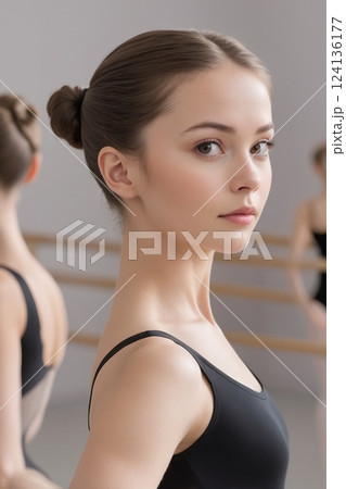 レオタードの若い女性 124136177