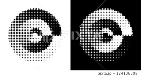 Contrast dots in a circular pattern on black and white. Vector illustration Contrast dots in a circular pattern on black and white. Vector illustration 124136308