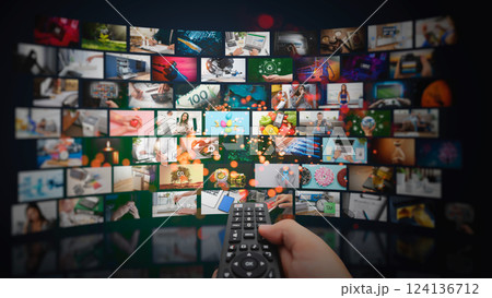 Media concept multiple television screens 124136712