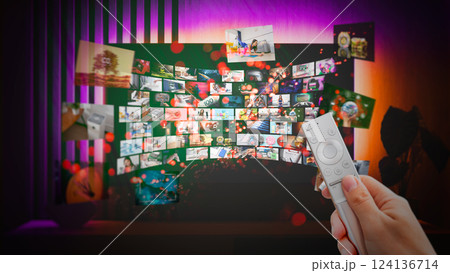 Media concept multiple television screens 124136714