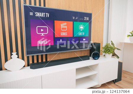 Modern living room and TV set Modern living room and TV set 124137064