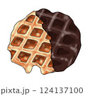 チョコのかかったワッフル 124137100