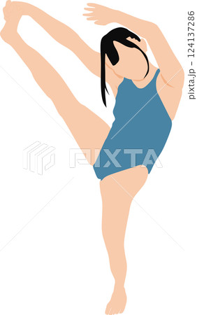 ポーズをとる水着を着た女性のイラスト	 124137286