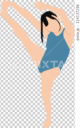 ポーズをとる水着を着た女性のイラスト	 124137286