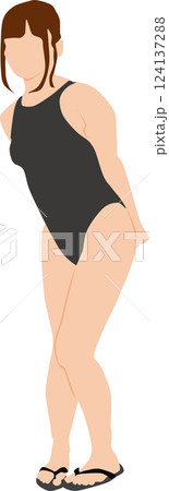 ポーズをとる水着を着た女性のイラスト	 124137288