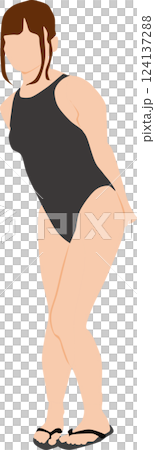 ポーズをとる水着を着た女性のイラスト	 124137288