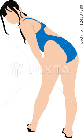 ポーズをとる水着を着た女性のイラスト ポーズをとる水着を着た女性のイラスト 124137289