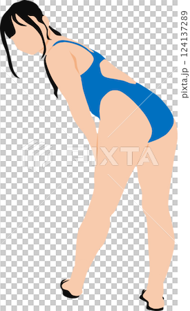 ポーズをとる水着を着た女性のイラスト ポーズをとる水着を着た女性のイラスト 124137289