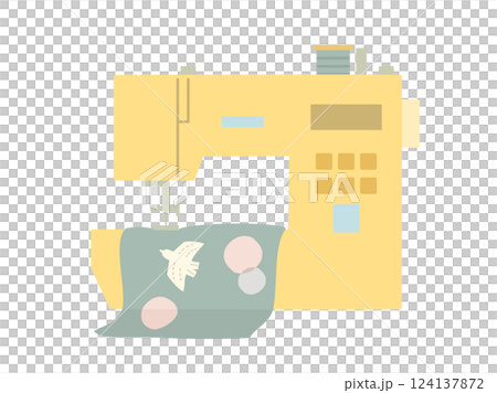 ミシンと布を組み合わせたミシンの作業をイメージしたイラスト ミシンと布を組み合わせたミシンの作業をイメージしたイラスト 124137872