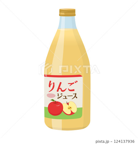 瓶に入ったリンゴジュース_ベクターイラスト 124137936