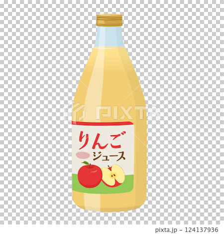 瓶に入ったリンゴジュース_ベクターイラスト 124137936