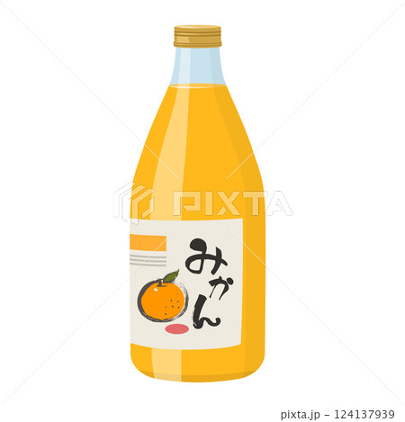 瓶に入ったミカンジュース_ベクターイラスト 124137939