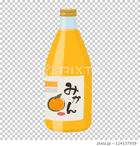 瓶に入ったミカンジュース_ベクターイラスト 124137939