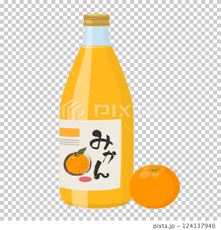 Bottled tangerine juice and tangerines_vector illustration Bottled tangerine juice and tangerines_vector illustration 124137940