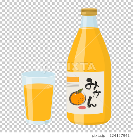 Bottle of tangerine juice and a cup_vector illustration Bottle of tangerine juice and a cup_vector illustration 124137941