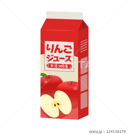 紙パックのリンゴジュース_ベクターイラスト 124138179
