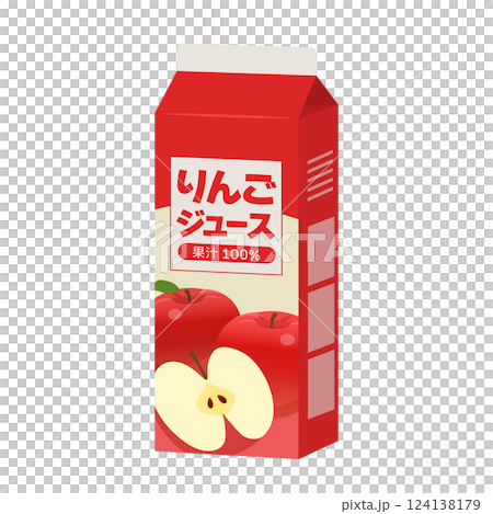 Apple juice in a paper carton_vector illustration 124138179