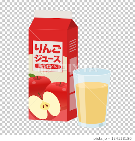 紙盒和杯子裡的蘋果汁_向量插圖 紙盒和杯子裡的蘋果汁_向量插圖 124138180
