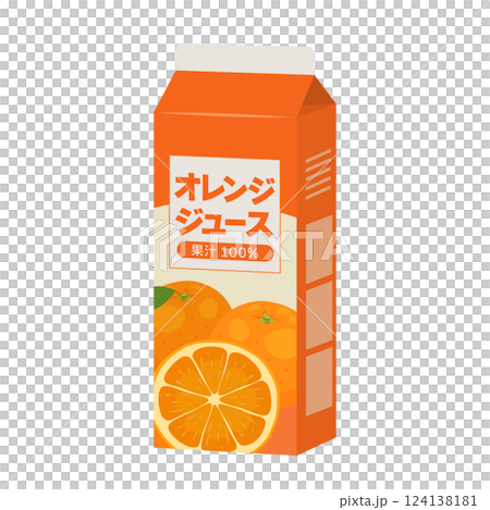 紙盒中的柳橙汁_向量插圖 124138181