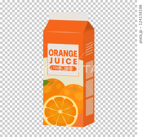 紙盒中的柳橙汁_向量插圖 124138186