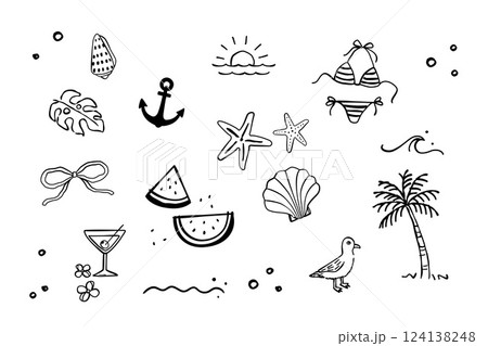 夏・ビーチアイコンセット 124138248