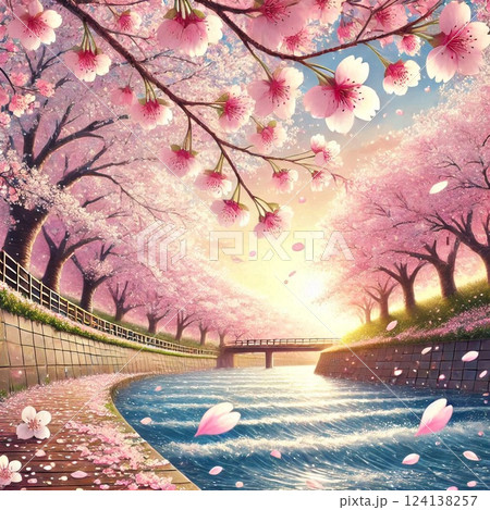 春風に揺れる桜の花びらたち 春風に揺れる桜の花びらたち 124138257