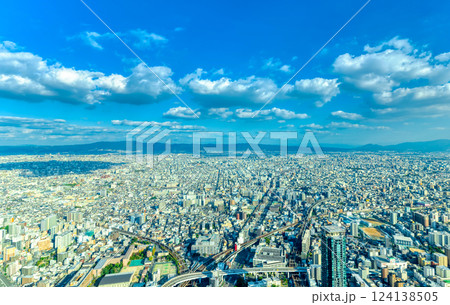 大阪風景・ワイドで望む大都会 大阪風景・ワイドで望む大都会 124138505