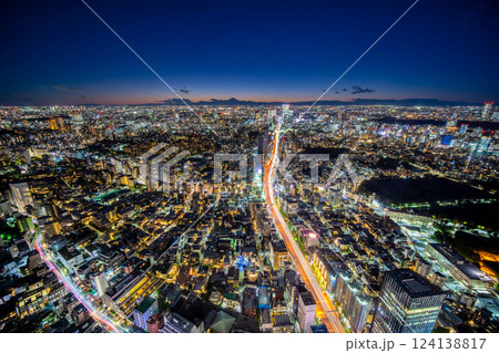 富士山を望む東京・大都会の夜景 124138817