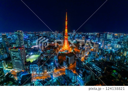 東京夜景・ハイアングルで望む大都会 124138821