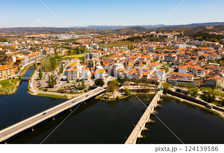 View from drone of Mirandela city, Portugal View from drone of Mirandela city, Portugal 124139586
