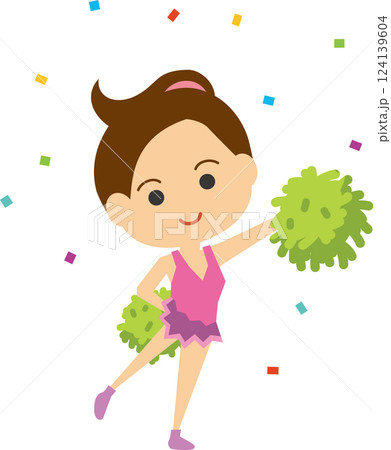 笑顔で踊っているチアガールのイメージイラスト 124139604