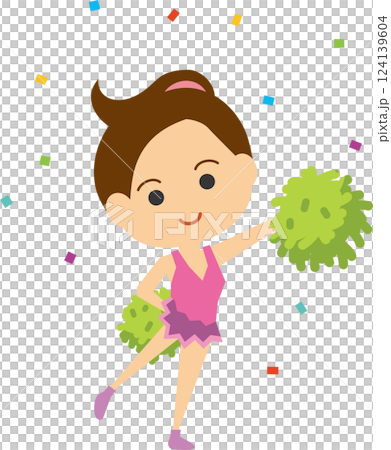 一名微笑的啦啦隊員跳舞的插圖 一名微笑的啦啦隊員跳舞的插圖 124139604