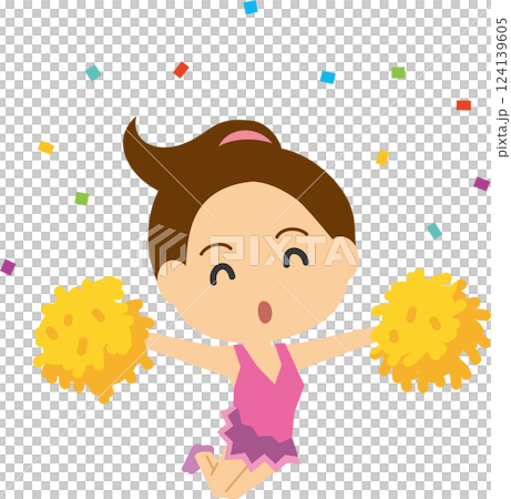 一名微笑的啦啦隊員跳舞的插圖 124139605