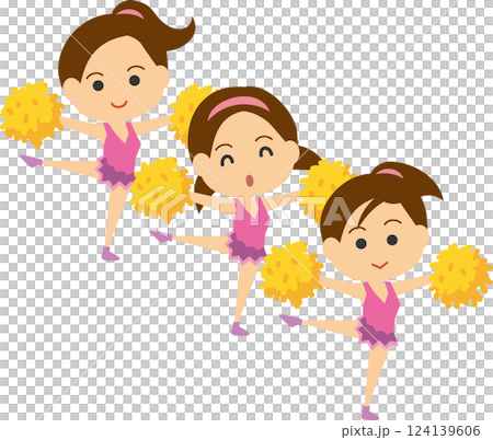 一名微笑的啦啦隊員跳舞的插圖 一名微笑的啦啦隊員跳舞的插圖 124139606