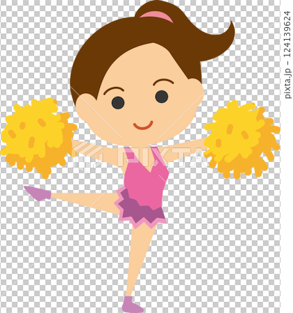 Illustration of a smiling cheerleader dancing Illustration of a smiling cheerleader dancing 124139624