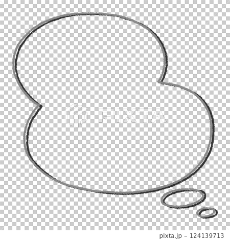 楕円形を二つ重ねた手描き風の吹き出し(影つき) 楕円形を二つ重ねた手描き風の吹き出し(影つき) 124139713