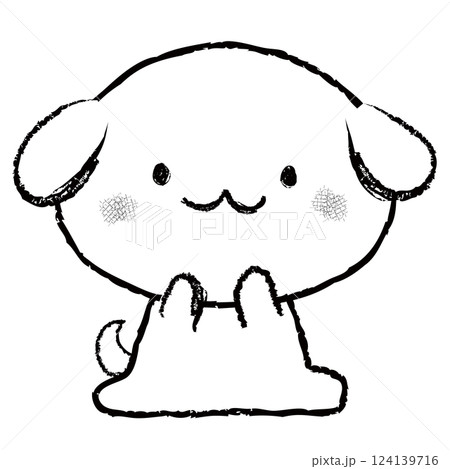 犬 子犬 白い犬 かわいい 二頭身 キャラクター 線画 座っている 手書き風 犬 子犬 白い犬 かわいい 二頭身 キャラクター 線画 座っている 手書き風 124139716