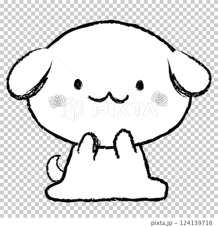 狗，小狗，白狗，可愛，雙頭人物，線描，坐著，手繪風格 124139716