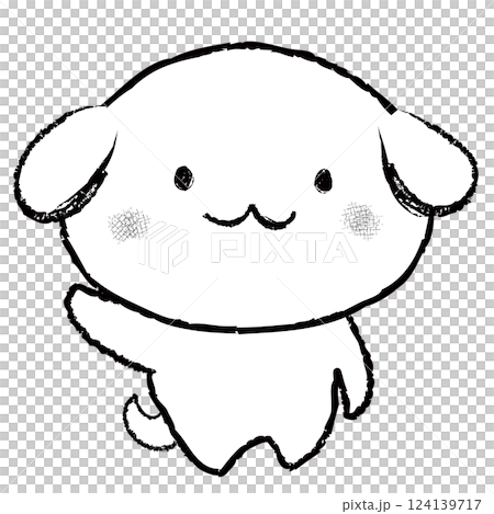 狗，小狗，白狗，可愛，雙頭字符，線描，指點，手寫風格 124139717
