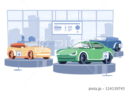 Cars Dealership Center Showroom Interior. Cars Dealership Center Showroom Interior. 124139745