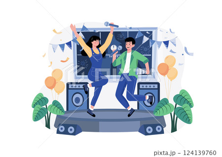Couple Dancing To Greet A New Year's Eve 124139760
