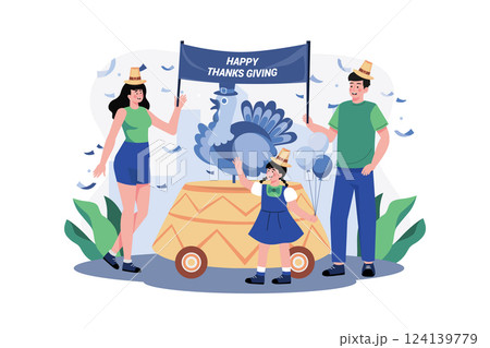 Family Celebrating Thanksgiving Day Together Family Celebrating Thanksgiving Day Together 124139779