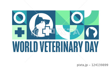 World Veterinary Day. Holiday concept. Template for background, banner, card, poster with text 124139899
