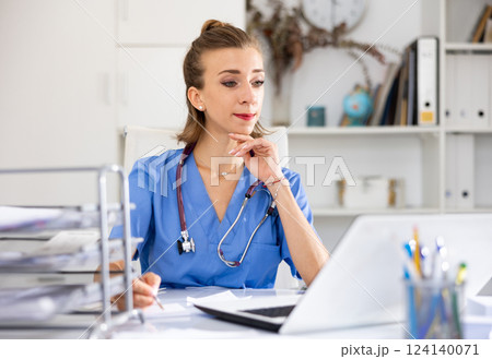 Woman doctor working effectively in her office 124140071