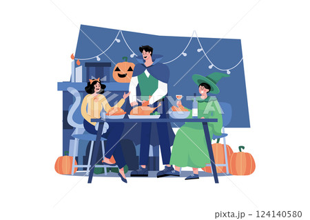 Happy Halloween Illustration concept on white background Happy Halloween Illustration concept on white background 124140580