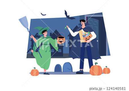 Happy Halloween Illustration concept on white background Happy Halloween Illustration concept on white background 124140581
