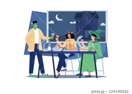 Happy Halloween Illustration concept on white background Happy Halloween Illustration concept on white background 124140582