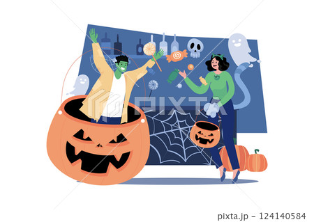 Happy Halloween Illustration concept on white background 124140584